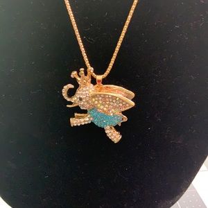 BOGO Adorable Flying Elephant Rhinestone Necklace